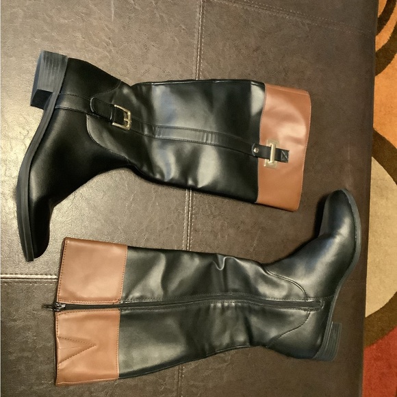 Brown/black knee high boots - Picture 2 of 5